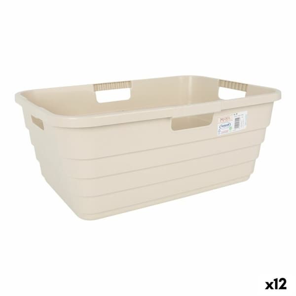 Vasketøjskurv Tontarelli Maya Beige Plastik 54,5 x 37,5 x 22 cm (12 enheder)