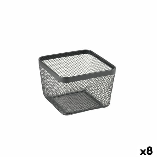 Multifunktionell korg Confortime Svart Metall 24,5 x 24,5 x 17 cm (8 antal)