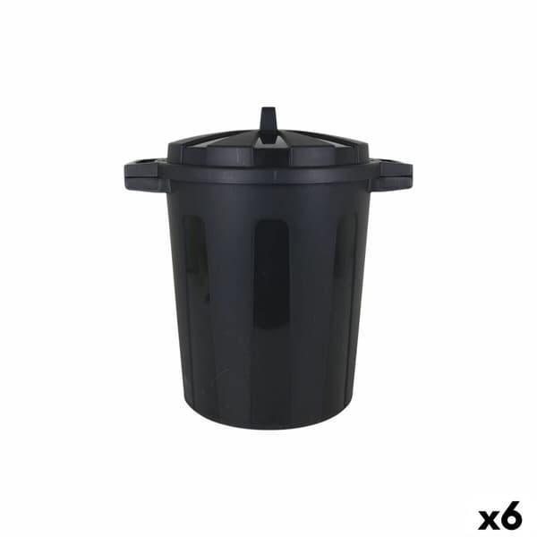 Skraldespand med hjul Dem Sort 25 L (6 enheder)