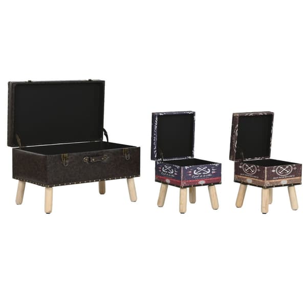 Koffertset Home ESPRIT Brun Multicolour Polyuretan Trä Vintage 70 x 40 x 45 cm (3 antal)