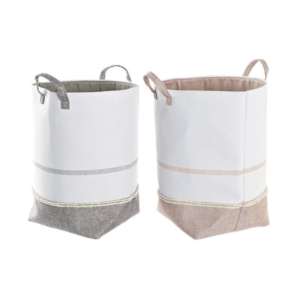 Skittentøyskurv DKD Home Decor Grå Rosa Polyester (50 x 30 x 60 cm) (2 enheter)