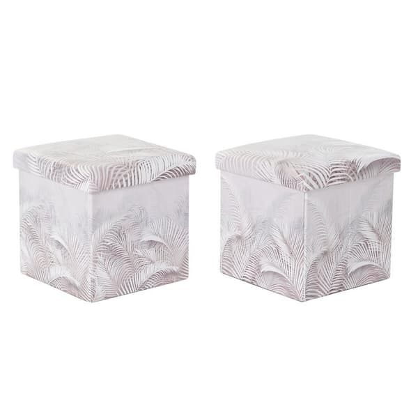 Monikäyttöinen laatikko DKD Home Decor Taitettava PU Trooppinen (2 osaa) (34 x 34 x 34 cm)