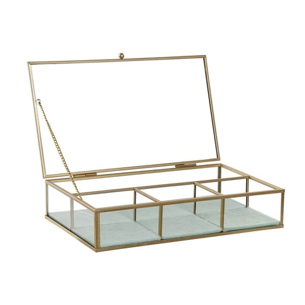 Smykkeskrin DKD Home Decor Krystal Metal Grøn Lysegrå (27 x 15 x 5,5 cm) (2 enheder)
