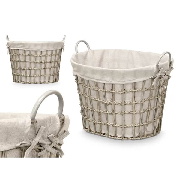 Kurv Kipit HX30562 Grå Polyester Klæde polypropylen Jern Plastik 50 % bomuld 51 x 41 x 41 cm 55,6 x 42,5 x 40 cm (6 enheder)