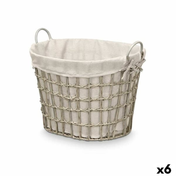 Kurv Kipit HX30562 Grå Polyester Klæde polypropylen Jern Plastik 50 % bomuld 51 x 41 x 41 cm 55,6 x 42,5 x 40 cm (6 enheder)