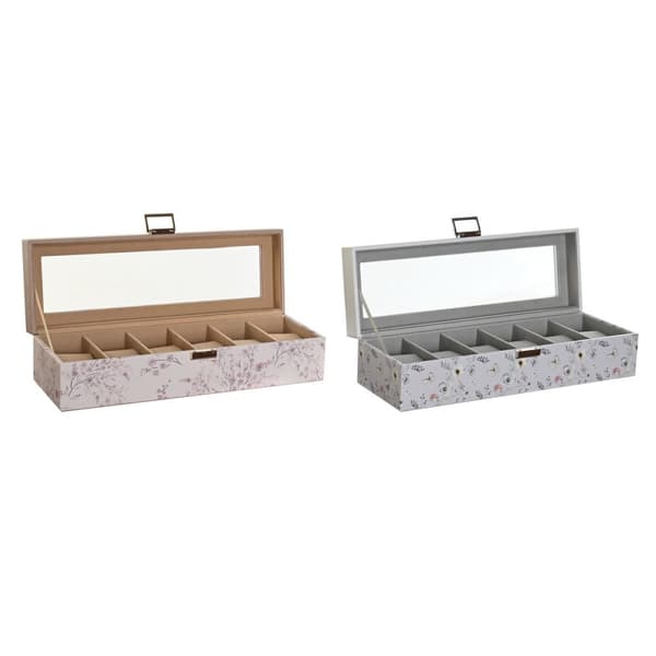 Box för klockor DKD Home Decor Blå Ljusrosa Glas 33 x 11 x 9 cm (2 antal)