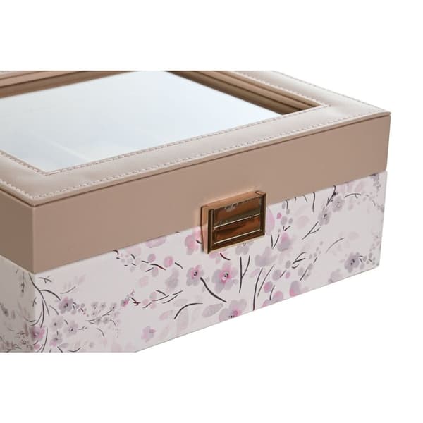 Box för klockor DKD Home Decor Blå Ljusrosa Glas 22,5 x 19,5 x 9,5 cm (2 antal)