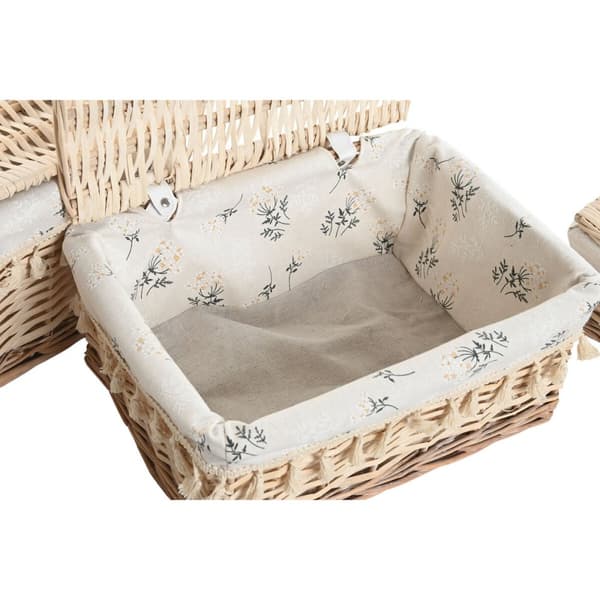 Vasketøjskurv Home ESPRIT Natur flet Shabby Chic 42 x 33 x 20 cm 3 Dele