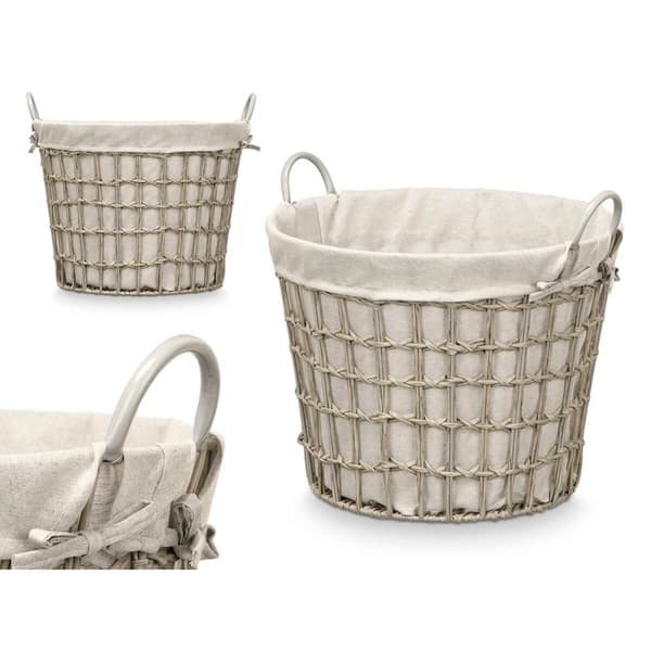 Kurv Kipit HX30559 Grå Polyester Klæde polypropylen Jern Plastik 50 % bomuld 53 x 43 x 44 cm (6 enheder)