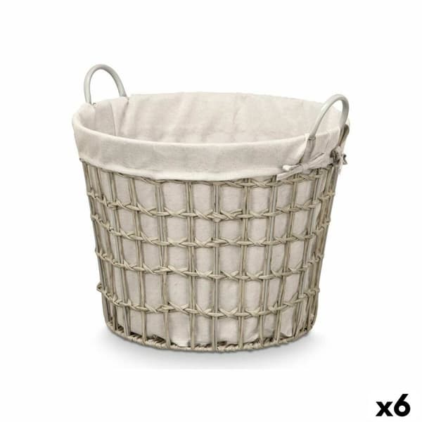 Kurv Kipit HX30559 Grå Polyester Klæde polypropylen Jern Plastik 50 % bomuld 53 x 43 x 44 cm (6 enheder)