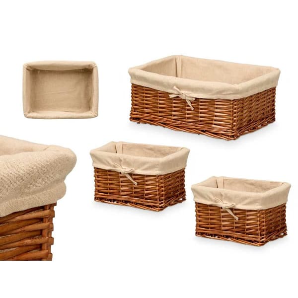 Set med kurve Kipit HX31449S/3 Natur Polyester flet Klæde 50 % bomuld 39 x 16 x 30 cm (6 enheder)