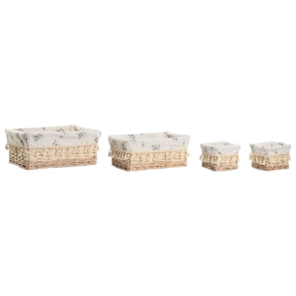 Skittentøyskurv Home ESPRIT Naturell flettet Shabby Chic 36 x 25 x 16 cm 4 Deler