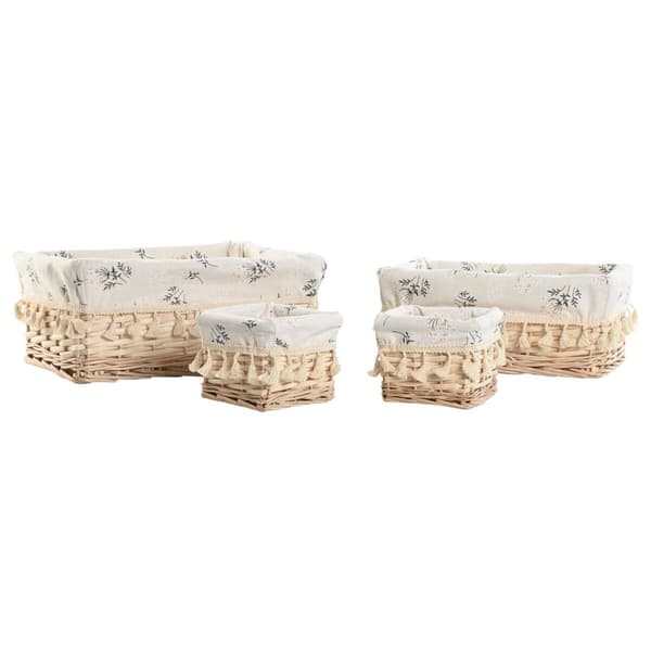 Skittentøyskurv Home ESPRIT Naturell flettet Shabby Chic 36 x 25 x 16 cm 4 Deler