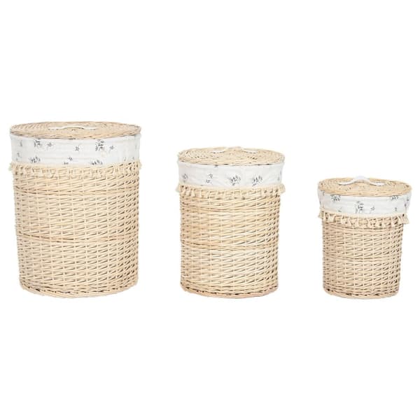 Pyykkikori Home ESPRIT Luonnollinen korihuonekalut Shabby Chic 45 x 45 x 55 cm 3 Kappaletta