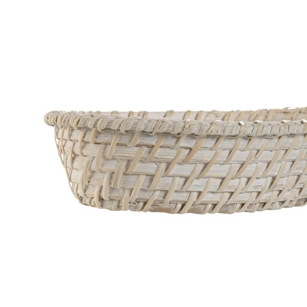 Kurvesæt Home ESPRIT Hvid Natur Bambus Spanskrør 29 x 22 x 7 cm