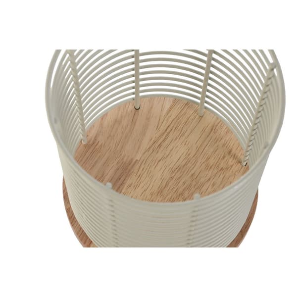Bestikkurv Home ESPRIT Beige Grå Naturell Metall Gummitre 13,5 x 13,5 x 17 cm (2 enheter)