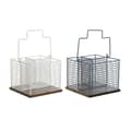 Miniatyrbilde 1 av 3: Bestikkurv DKD Home Decor Blå Hvit Metall Gummitre 18 x 18 x 15 cm (2 enheter)