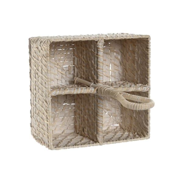 Bestickkorg Home ESPRIT Vit Naturell Bambu 19 x 19 x 27 cm