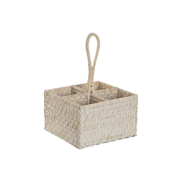 Bestickkorg Home ESPRIT Vit Naturell Bambu 19 x 19 x 27 cm