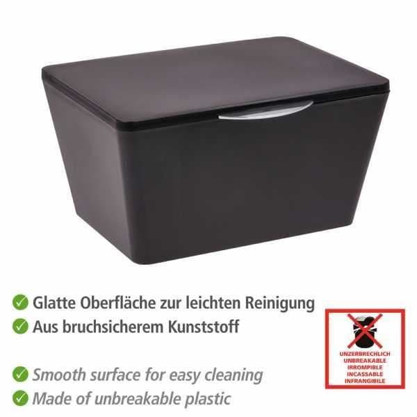 Förvaringskorg - Brasil - Box med lock - Plast (PET) - 19 x 10 x 15,5 cm - Svart