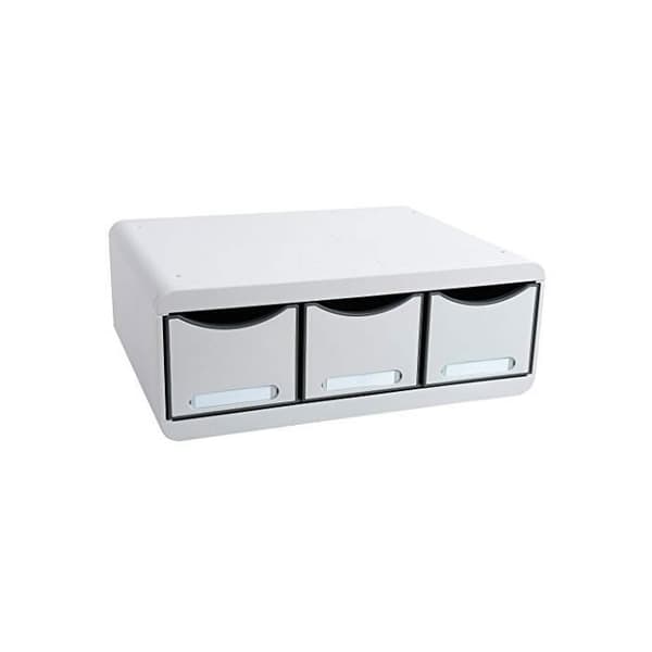 Förvaringslåda - EXACOMPTA - TOOLBOX MAXI - 3 lådor - Grå - Låg höjd 13,5 cm