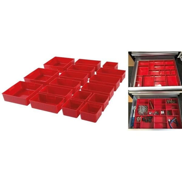 Plastförvaringsfack - BGS - För verkstadsvagn - Röd - 145x70x45mm