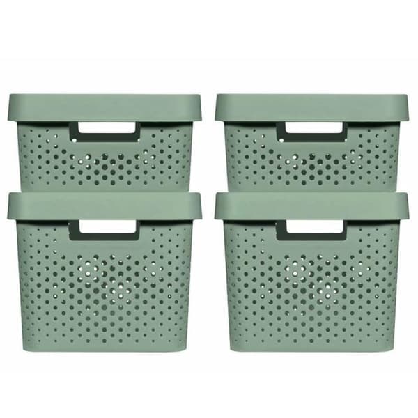 Curver Förvaringsboxar 4 st med lock 11L+17L Grön