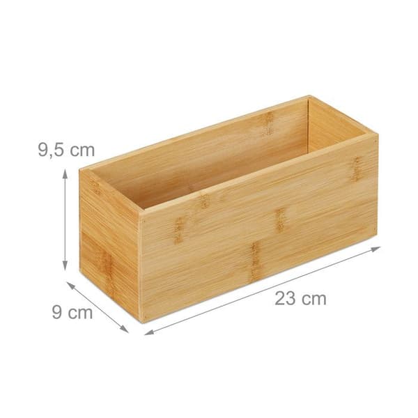 Relaxdays Förvaringsbox i Bambu, Utan Lock, HxBxD: 7x15x15 cm, För Kök, Badrum, Kontor, Natur