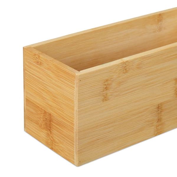 Relaxdays Förvaringsbox i Bambu, Utan Lock, HxBxD: 7x15x15 cm, För Kök, Badrum, Kontor, Natur