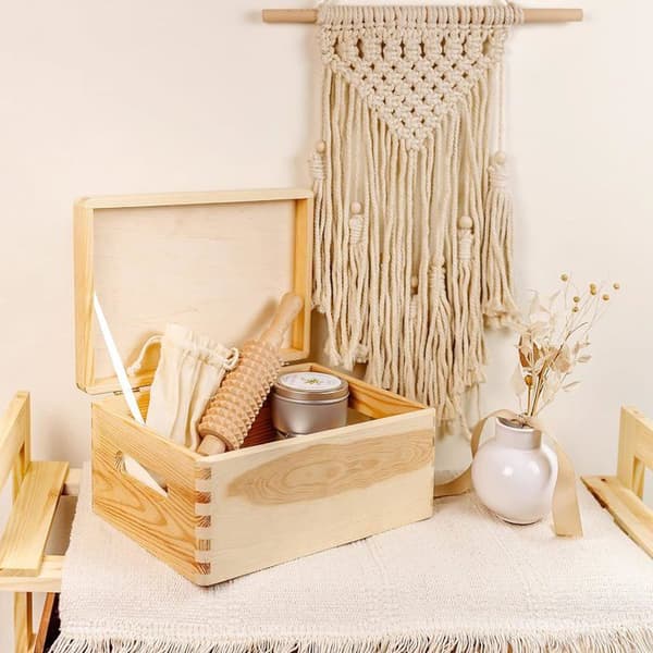Creative Deco Förvaringslåda i trä 30x20x14cm | Naturligt | Omålad | Crate Trunk att dekorera