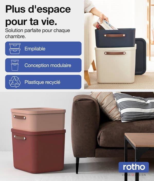 Rotho - 1055208046WS - Maloja Förvaringslåda 40 l, Plast (återvunnet PP), 40 (39.5 x 38.0 x 34.0 cm)