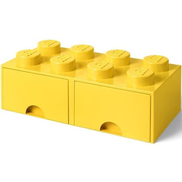 LEGO 40061732 Stapelbar förvaringslåda i tegelsten Lego 8 dubbar 2 lådor Plast Gul H18 x 25 x 50 cm
