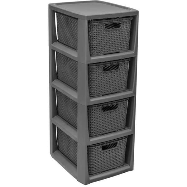 Hylla - BranQ - 4 korgar - Antracit - Mått: 24x29,5x64 cm - Kapacitet: 28 L