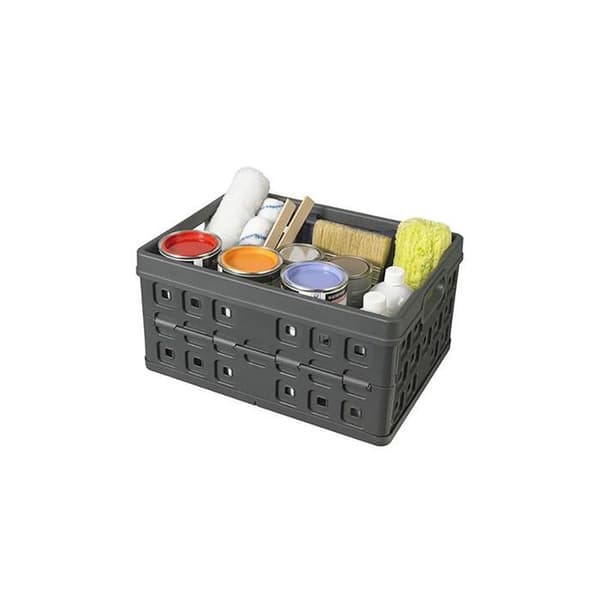 Fällbar transportlåda - Robust plast - 46 liter - Gråsvart - 54x38x26,5 cm - Fällbar