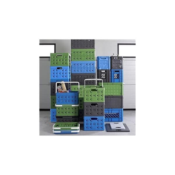 Fällbar transportlåda - Robust plast - 46 liter - Gråsvart - 54x38x26,5 cm - Fällbar