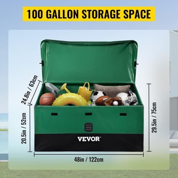 VEVOR Vattentät Utomhusförvaringslåda 440L Vattentät PE Presenning 122x63x75cm
