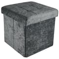 Miniatyrbild 1 av 4: Förvaringsbox pall - INTIRILIFE - 38x38x38 cm - Grå sammet - Modern design - Multifunktionell
