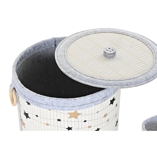 Multifunktionell korg DKD Home Decor Bambu Stjärnor 36 x 36 x 50 cm