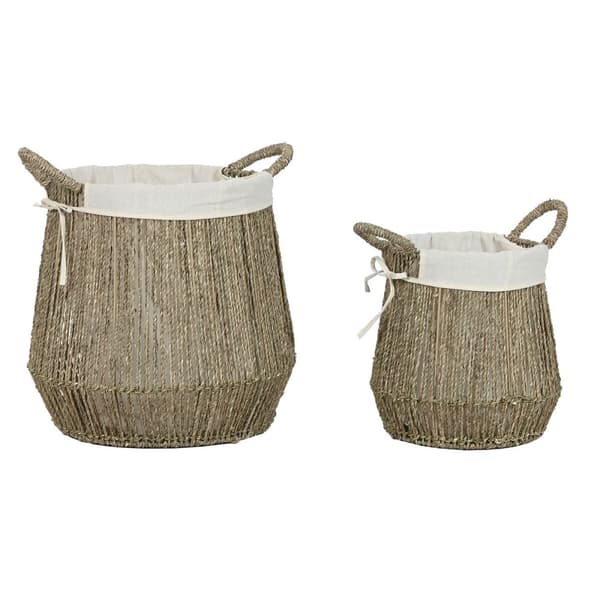 Tvättkorg Home ESPRIT Vit Naturell Havsalger 43 x 43 x 48 cm (2 antal)