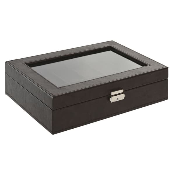 Smyckeskrin Home ESPRIT Mörkbrun Polyuretan Glas Stål Trä MDF 30 x 20 x 8 cm