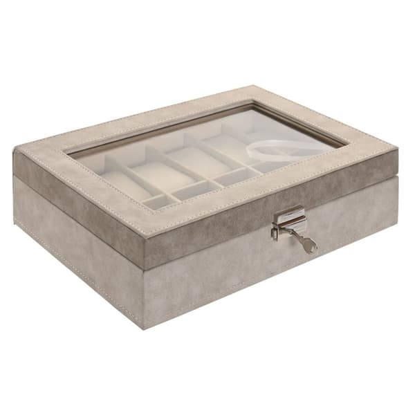 Smykkeskrin Home ESPRIT Grå Mørkegrå Polyuretan Træ MDF 29,5 x 20 x 8 cm