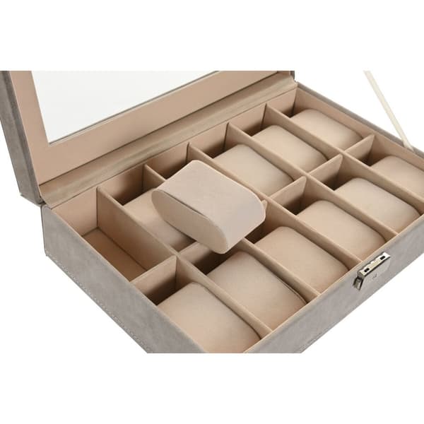 Smykkeskrin Home ESPRIT Grå Mørkegrå Polyuretan Træ MDF 29,5 x 20 x 8 cm