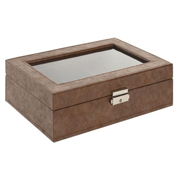 Smykkeskrin Home ESPRIT Brun Polyuretan Krystal Træ MDF 25 X 16,5 X 8,5 CM