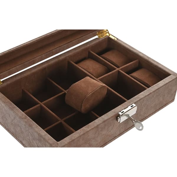 Smykkeskrin Home ESPRIT Brun Polyuretan Krystal Træ MDF 25 X 16,5 X 8,5 CM