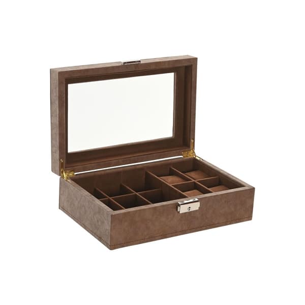 Smykkeskrin Home ESPRIT Brun Polyuretan Krystal Træ MDF 25 X 16,5 X 8,5 CM