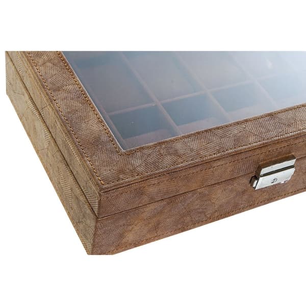 Smykkeskrin Home ESPRIT Brun Polyuretan Krystal Træ MDF 30 x 20 x 8 cm