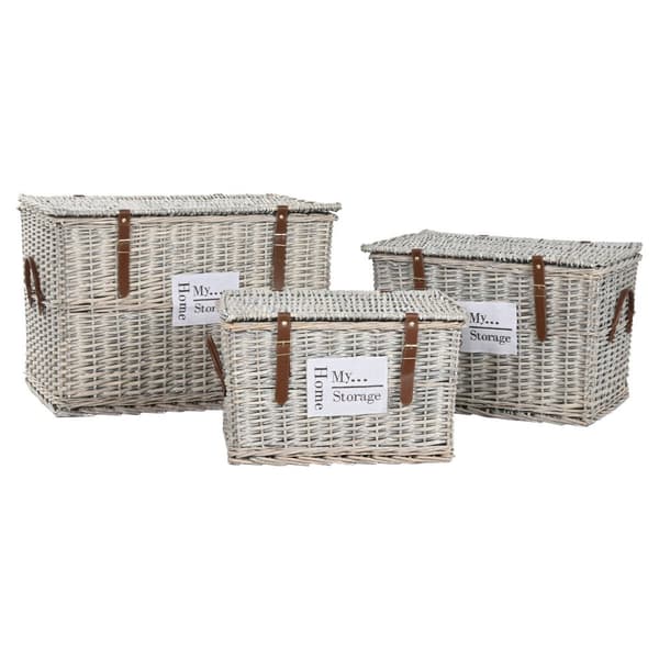 Arkkusetti Home ESPRIT Luonnollinen korihuonekalut 67 x 45 x 46 cm