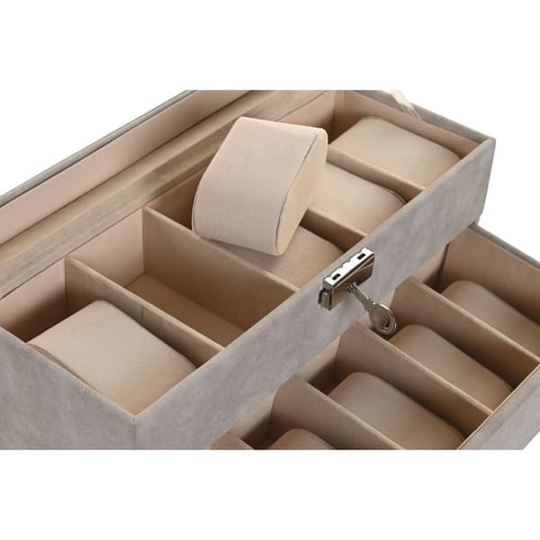Smykkeskrin Home ESPRIT Grå Polyuretan Krystal Træ MDF 27,5 x 11 x 15 cm
