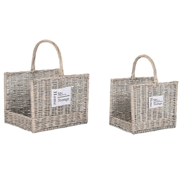 Vedstativ Home ESPRIT Naturell flettet 47 x 35 x 54 cm