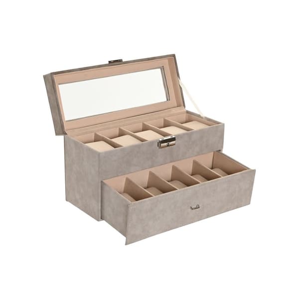 Smykkeskrin Home ESPRIT Grå Polyuretan Krystall Tre MDF 27,5 x 11 x 15 cm
